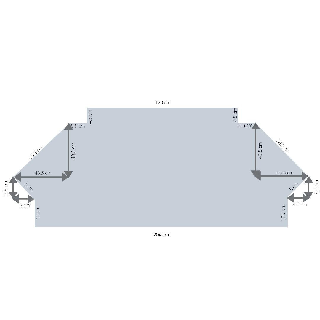 Bay-window outline with notches at the top and bottom corners